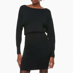Aritzia Babaton Continent Longsleeve Boatneck Sweater Dress Black Knit Sz M
